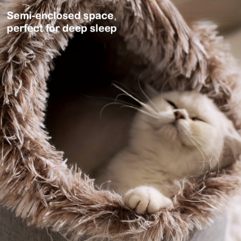 Panier donut en peluche pour chat – Nid douillet et confortable 🐱🛏️